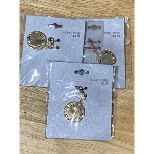 Live Laugh Love Charm Pendant Gold Tone Handbag Keychain Backpack Lot Of 3